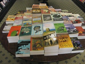 A table display at Hatchard's Bookshop, London