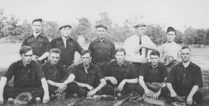 Defiance College baseball team, ca.1915, showing uniforms and gear. Credit: Defiance College Archives 